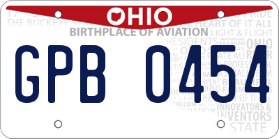 OH license plate GPB0454