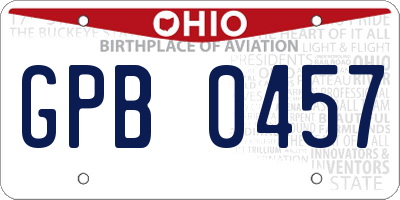 OH license plate GPB0457