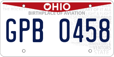 OH license plate GPB0458