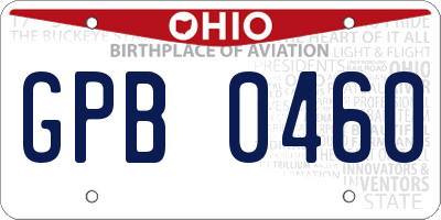 OH license plate GPB0460