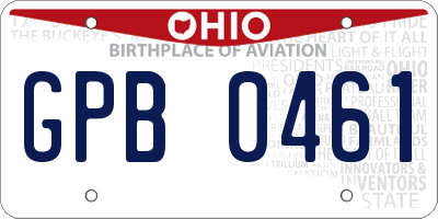OH license plate GPB0461