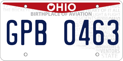 OH license plate GPB0463
