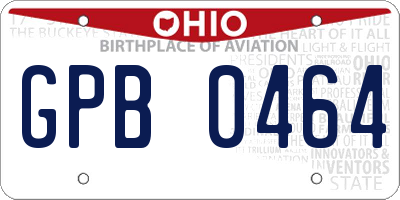 OH license plate GPB0464