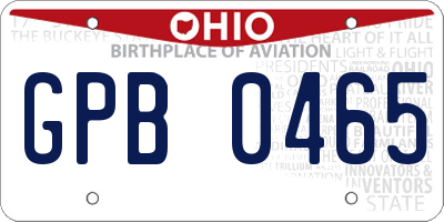 OH license plate GPB0465