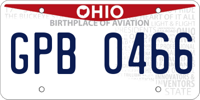 OH license plate GPB0466