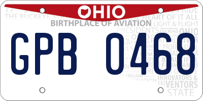 OH license plate GPB0468