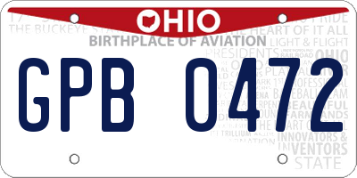 OH license plate GPB0472