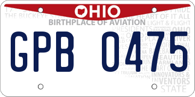 OH license plate GPB0475