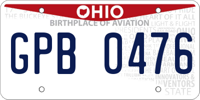 OH license plate GPB0476