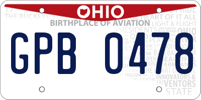OH license plate GPB0478