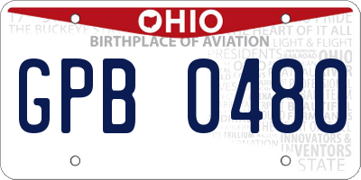 OH license plate GPB0480