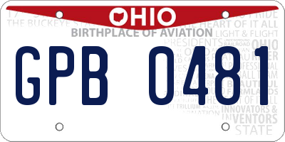 OH license plate GPB0481