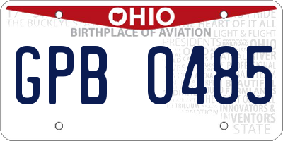 OH license plate GPB0485