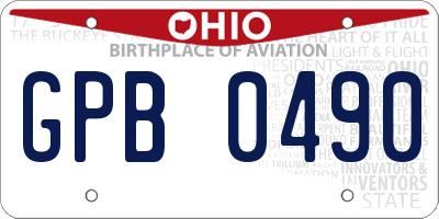 OH license plate GPB0490
