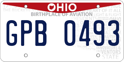 OH license plate GPB0493