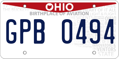 OH license plate GPB0494