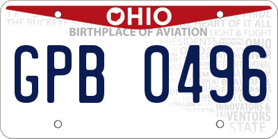 OH license plate GPB0496
