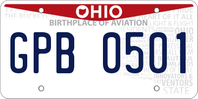 OH license plate GPB0501