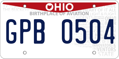 OH license plate GPB0504