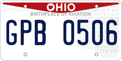OH license plate GPB0506