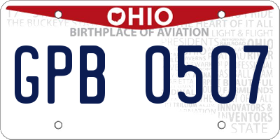 OH license plate GPB0507