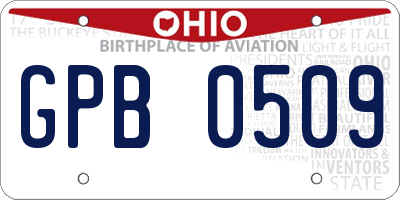 OH license plate GPB0509