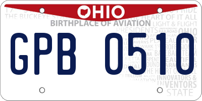 OH license plate GPB0510