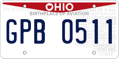 OH license plate GPB0511
