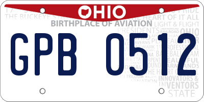 OH license plate GPB0512