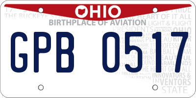 OH license plate GPB0517
