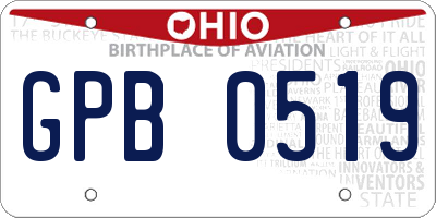 OH license plate GPB0519