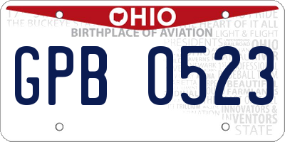 OH license plate GPB0523