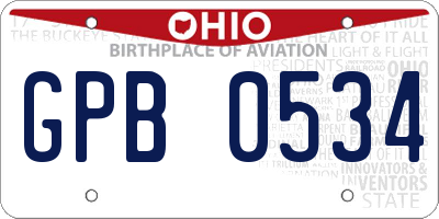 OH license plate GPB0534