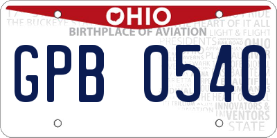 OH license plate GPB0540