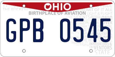 OH license plate GPB0545