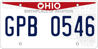 OH license plate GPB0546