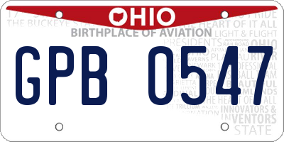 OH license plate GPB0547