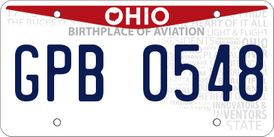 OH license plate GPB0548