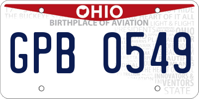 OH license plate GPB0549