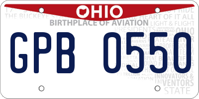 OH license plate GPB0550