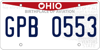 OH license plate GPB0553