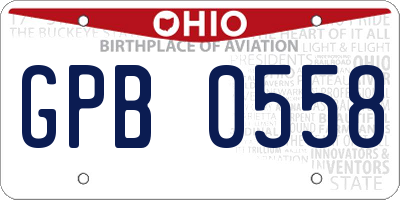 OH license plate GPB0558