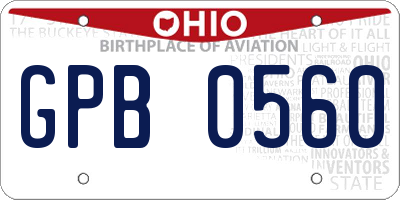 OH license plate GPB0560