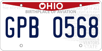 OH license plate GPB0568