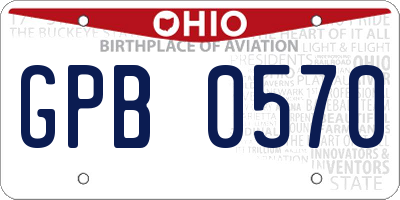 OH license plate GPB0570