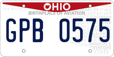 OH license plate GPB0575