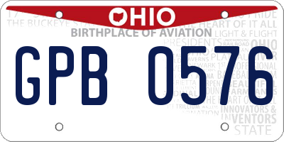 OH license plate GPB0576
