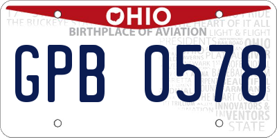 OH license plate GPB0578