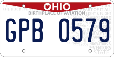 OH license plate GPB0579