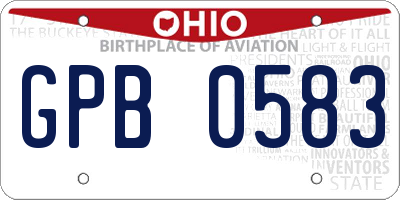 OH license plate GPB0583